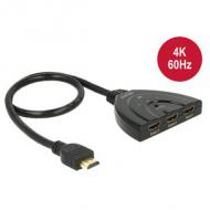 DELOCK HDMI UHD Switch 3 x HDMI in 1 x HDMI out 4K mit integriertem Kabel 50 cm (18600)