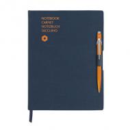 Geschenkbox: Kugelschreiber & Notizbuch - orange / blau