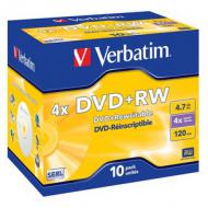 Verbatim DVD+RW Matt Silver, 4,7 GB, 4x, Hülle Scratch Resistant Surfa  120 Minuten gepackt zu 10 Stück (43246 / 43228)