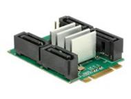 DELOCK Konverter M.2 Key B+M Stecker Hybrid 4 x SATA 7 Pin Stecker mit RAID (62850)