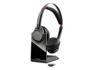 POLY Voyager Focus UC B825 inkl. Ladestation Stereo Bluetooth Headset mit Tischlader USB-Adapter Active Noise Cancelling (202652-101)