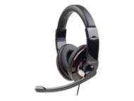 GEMBIRD USB Stereo Headset mit beweglichem Mikrofonarm Universell einstellbares Kopfband schwarz / rot (MHS-U-001)