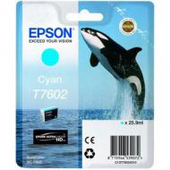 EPSON T7602 Tinte cyan hohe Kapazität 25,9ml 2196 Seiten 1er-Pack (C13T76024010)