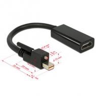 DELOCK Adapterkabel mini Displayport 1.2 Stecker mit Schraube HDMI-A Buchse 25cm schwarz 4K aktiv (62640)