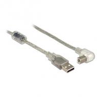 DELOCK Kabel USB 2.0 A Stecker USB 2.0 B Stecker 90G gewinkelt unten 3,0 m transparent (84815)