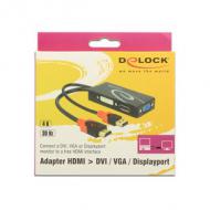 DELOCK Adapter HDMI Stecker DVI  /  VGA  /  Displayport Buchse 4K schwarz (62959)