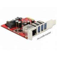DELOCK PCI Express Karte 3 x extern USB 3.0 + 1 x extern Gigabit LAN - Low Profile Formfaktor (89382)