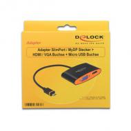 DELOCK Adapterkabel Slimport  /  MyDP St VGA + HDMI Bu + Micro USB Bu (65561)