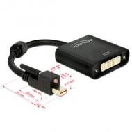 DELOCK Adapterkabel mini Displayport 1.2 Stecker mit Schraube DVI 24+5 Buchse 25cm schwarz aktiv (62639)