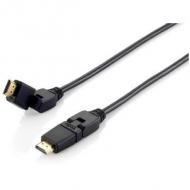 equip HDMI Kabel, mit dreh- und knickbarem Stecker, 1 m HDMI-High-Speed-Kabel mit Ethernet-Unterstützung, Full HD sowie 3D Unterstützung, Audiorückkanal, vergoldete Kontake (119361)