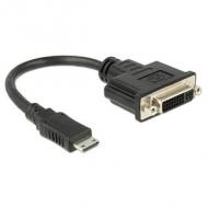 DELOCK Adapterkabel mini HDMI-C Stecker DVI 24+5 Buchse schwarz ca. 20cm (65564)