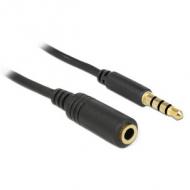 DELOCK Kabel Klinke Verlängerung 3,5 mm Stecker Buchse 4 Pin IPhone 1,0 m schwarz (84666)