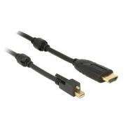 DELOCK Kabel mini Displayport 1.2 Stecker mit Schraube HDMI Stecker 4K Aktiv schwarz 5 m (83732)