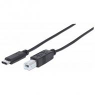 Manhattan usb kabel 2.0 c -> b st/st  1.00m schwarz (353304)