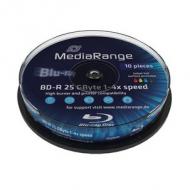 Mediarange bluray 25gb 10pcs bd-r spindel inkjet print. 4x (mr496)