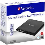 VERBATIM Mobile DVD ReWriter slim extern USB2.0 schwarz, incl. data burning Software (98938)