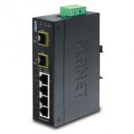 PLANET Industrial 4-Port 10 / 100 / 1000T + 2-Port 100 / 1000X SFP Ethernet Switch -40 bis 75 C Betriebstemperatur (I 620TF)