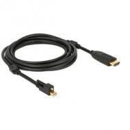 DELOCK Kabel mini Displayport 1.2 Stecker mit Schraube HDMI Stecker 4K Aktiv schwarz 3 m (83731)
