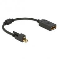 DELOCK Adapterkabel mini Displayport 1.2 Stecker mit Schraube Displayport Buchse 25cm schwarz 4K (62638)