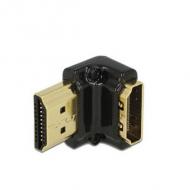 DELOCK Adapter High Speed HDMI mit Ethernet HDMI-A Buchse HDMI-A Stecker 4K 90 Grad gewinkelt unten schwarz (65662)