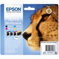 EPSON T0715 Tinte schwarz und dreifarbig Standardkapazität schwarz: 7.4ml, Farbe: 3 x 5.5ml 4-pack blister ohne Alarm (C13T07154012)