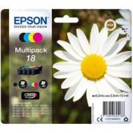 EPSON 18 Tinte schwarz und dreifarbig Standardkapazität 15.1ml 4-pack blister ohne Alarm (C13T18064012)