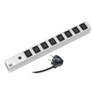 19" Kaltegeräte-Steckdosenleiste, mit Schukontakt-Stecker 333.408