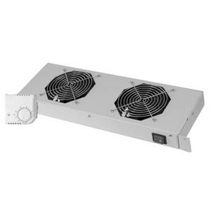 19" Belüftungseinheit, 1 HE, 2 Lüfter, lichtgrau DN-19 FAN-2-HO