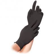 Symbolbild: Nitril-Handschuh "DARK", puderfrei, in Anwendung