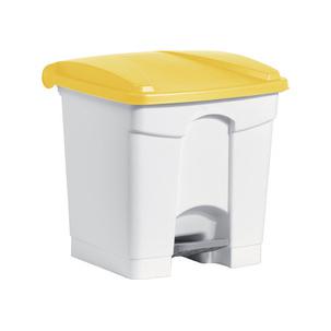 Tret-Abfalleimer, weiß/gelb H2402018