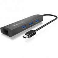 Icy box usb3.0 hub 3-port usb3.0 + gigab. (ib-hub1406-c)