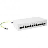 Desktop Patch Panel Kat.6, 12 Port, lichtgrau