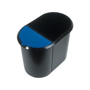 Papierkorb Duo System, schwarz / blau H7360334