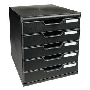 Schubladenbox MODULO, schwarz/schwarz, 5 Schübe 302014D