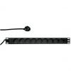 19" Steckdosenleiste, 1 HE, 9-fach, ohne Schalter