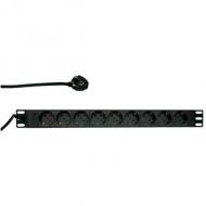 19" Steckdosenleiste, 1 HE, 9-fach, ohne Schalter