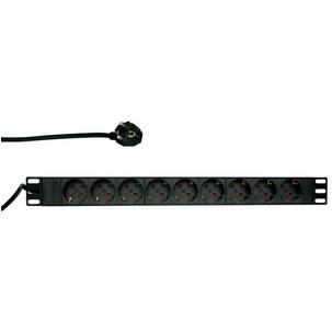19" Steckdosenleiste, 1 HE, 9-fach, ohne Schalter PDU9C03