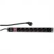 19" Steckdosenleiste, 1 HE, 9-fach, mit Schalter PDU9C03