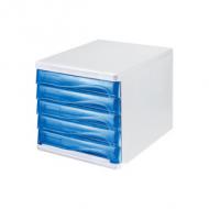 Schubladenbox, weiß / blau-transparent