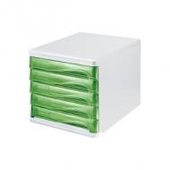 Schubladenbox, weiß / grün-transparent