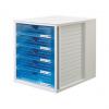 Schubladenbox, lichtgrau / tranluzent-blau