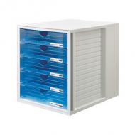 Schubladenbox, lichtgrau / tranluzent-blau