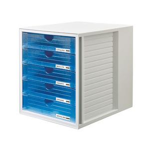 Schubladenbox, lichtgrau / tranluzent-blau 1450-64