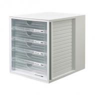 Schubladenbox, lichtgrau / transluzent-klar