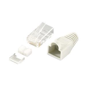 RJ45 Stecker mit Knickschutztülle, Kat.6, geschirmt, grau MP0021