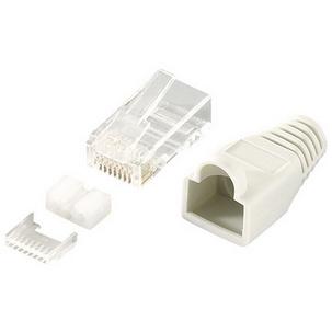 RJ45 Stecker mit Knickschutztülle, Kat.6, ungeschirmt, grau MP0023