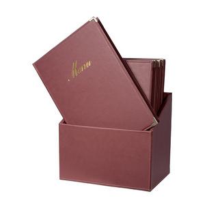 Speisekarten-Mappe CLASSIC, weinrot - in Aufbewahrungs-Box MC-BOX-CRA4-WR