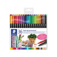 Doppel-Fasermaler Twin-tip, 36er Kunststoff-Etui