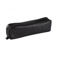 Schlamper-Etui, schwarzes Leder, rechteckig