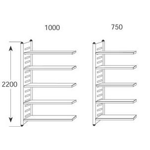 1) Regalfeld (B)1.000 mm 2) Regalfeld (B)750 mm 51583011